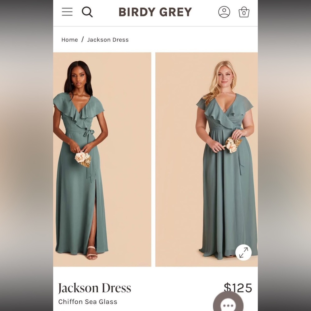 Birdy Grey Jackson Chiffon Bridesmaid Dress in Sea Glass Size Small
